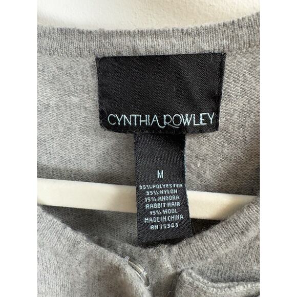Cynthia Rowley Angora Wool Blend Peplum Cardigan Twee Preppy Classic Classy M - Picture 3 of 10